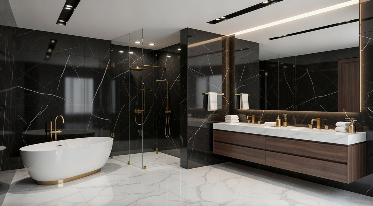 EXCELSIOR BLACK POLISHED 60X120 SPANISH PORCELAIN FLOOR&WALL TILES