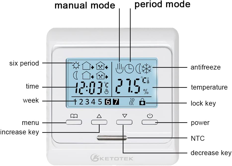 KETOTEK Programmable Underfloor Heating Thermostat Digital Manual