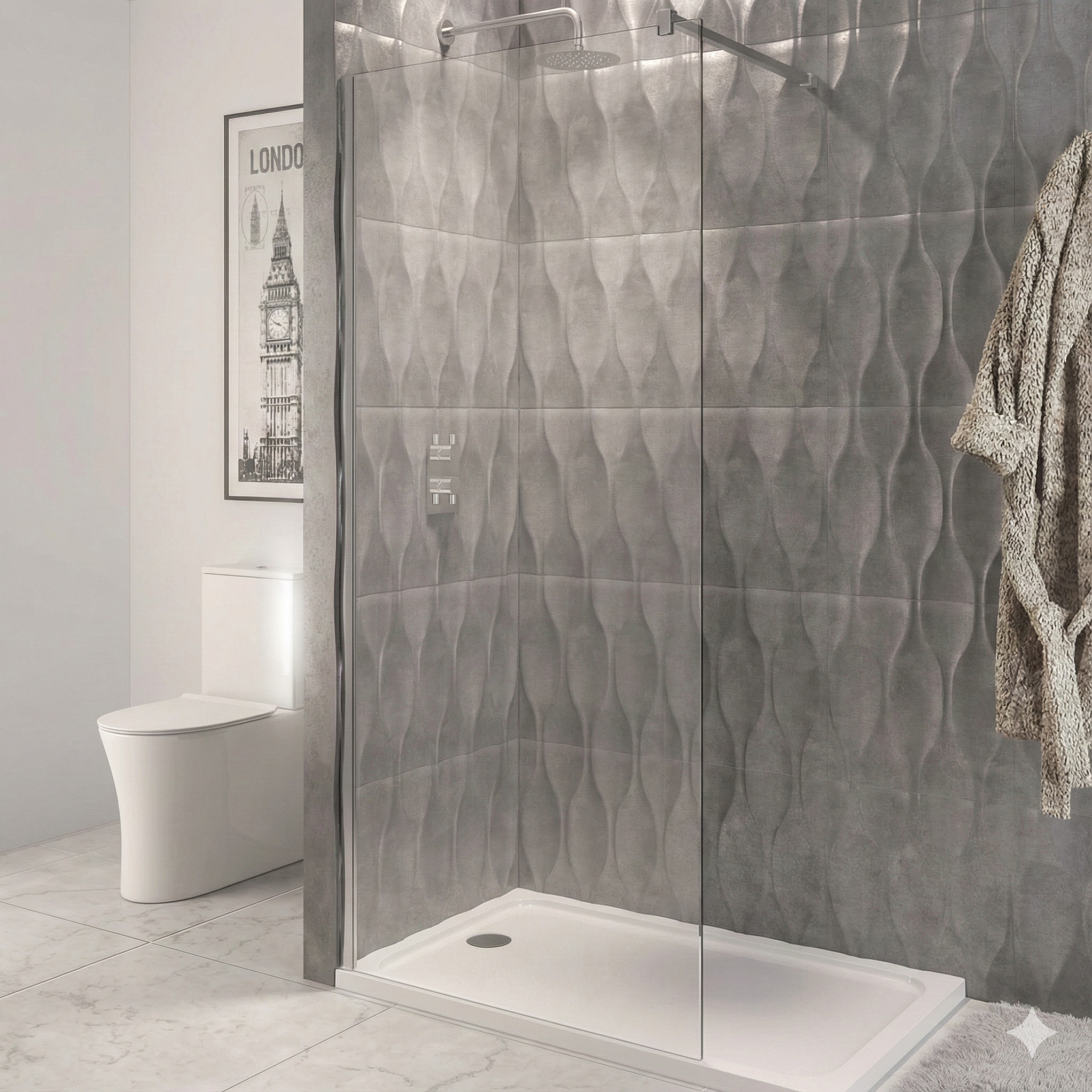 Vantage 2000 8mm Easy Clean Walk-In Shower Panel – Chrome — Elite Tiles LTD