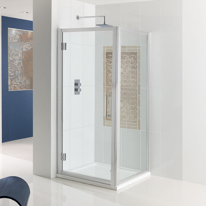 Corniche easy clean 700 side panel with towel rail Chrome