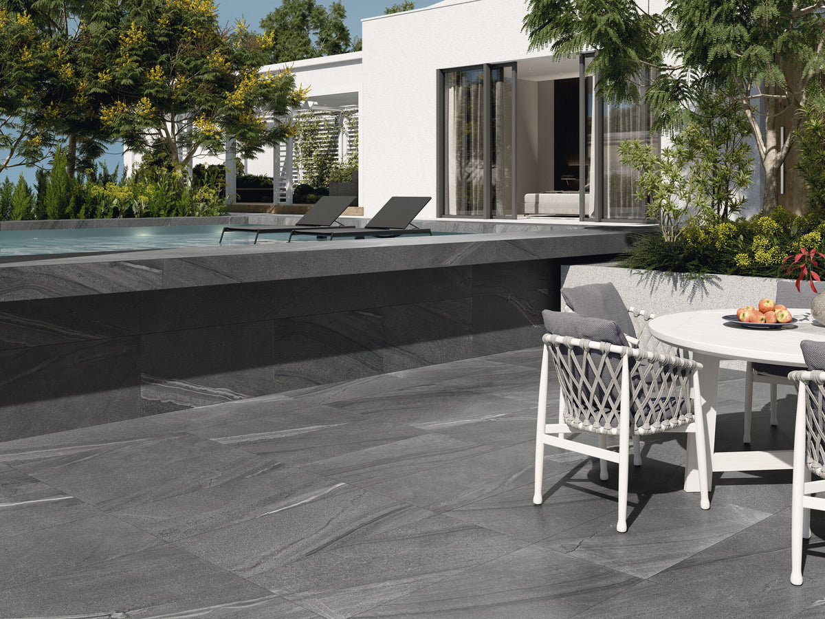 CUTSTONE GRAPHITE 60x120 PORCELAIN SPANISH WALL & FLOOR BATHROOM TILES ...