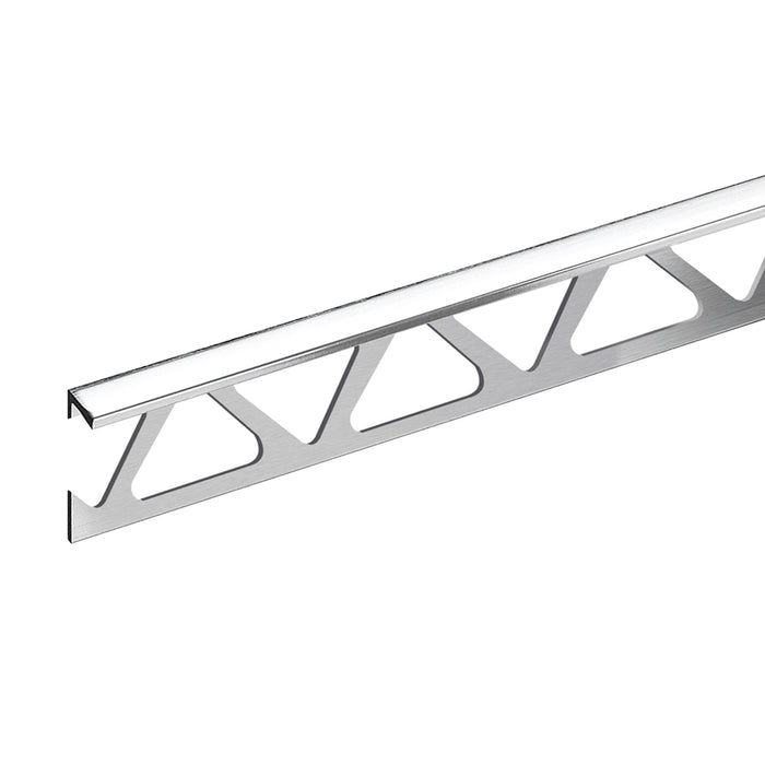 Silver Metal Trims - Trade Model Number: HPJT8TR-SI Edge Metal Trim in popular 2.44m length with triangle punch. 8mm