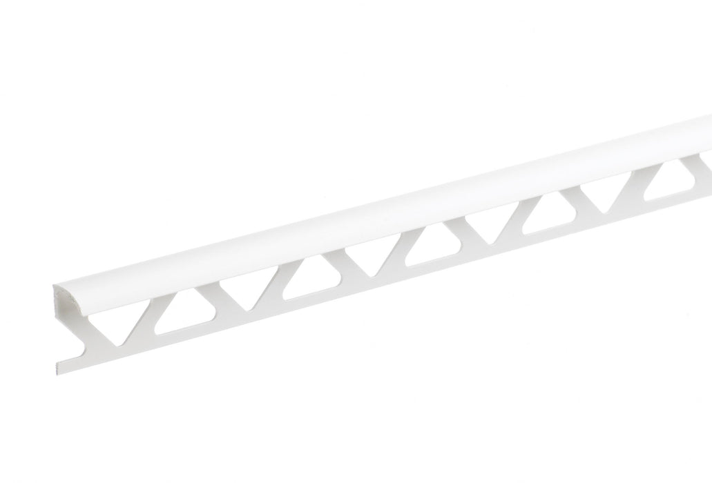 12.5mm White Trade Round Edge PVC Tile Trim 2.44m