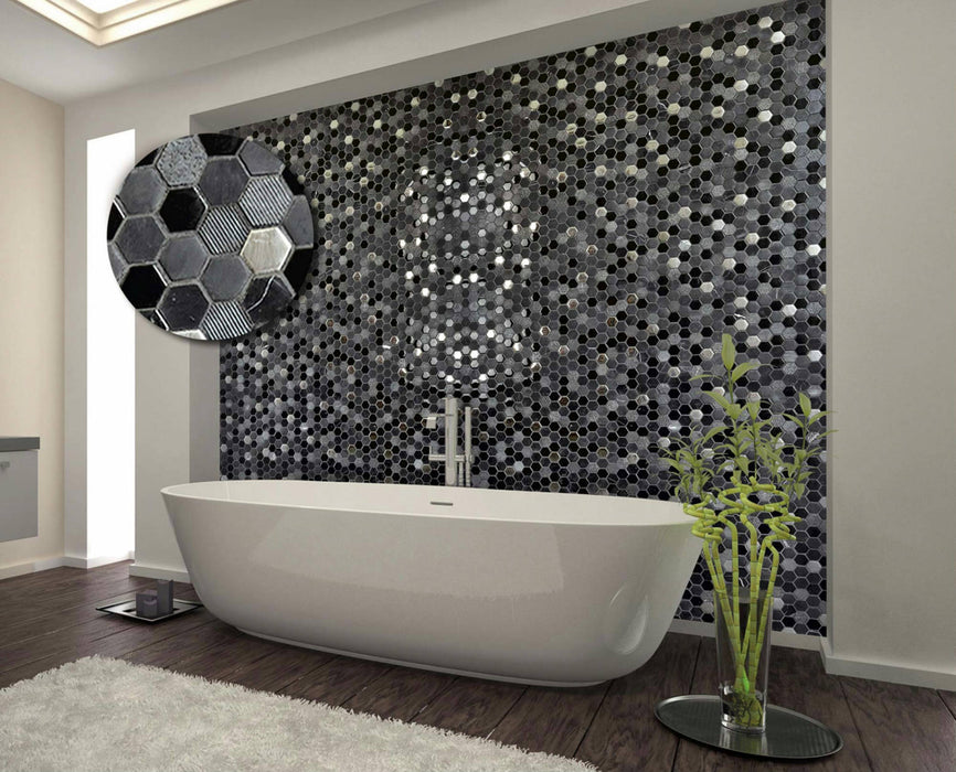 Hexágono Negro 30x30 Decorative Floor&Wall Mosaic Tiles
