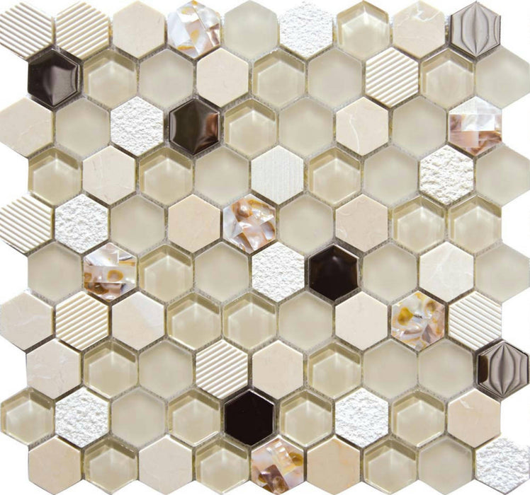 Hexágono Beige 30x30.5 Decorative Floor&Wall Mosaic Tiles