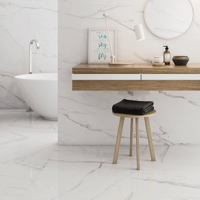 NAPLES 90X90 POLISHED MARBLE EFFECT FLOOR&WALL TILES