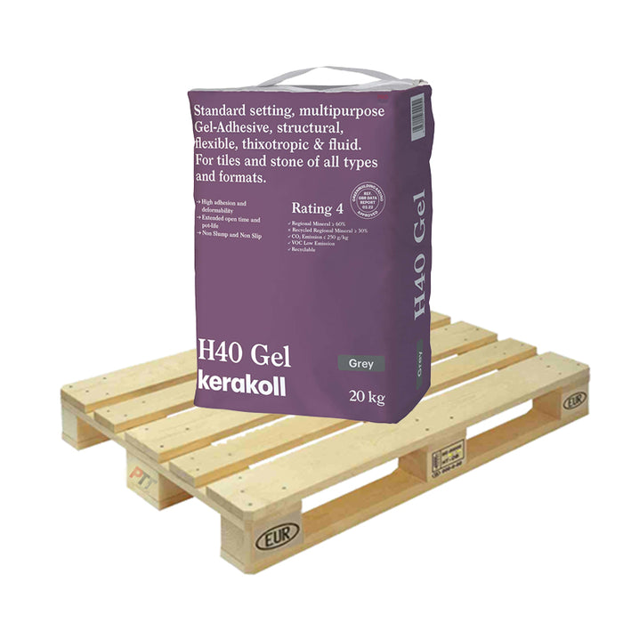 Kerakoll H40 Gel Adhesive Standard Set S1 20kg Grey Full Pallet (48 Bags Tail Lift)