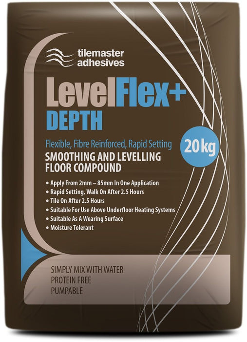Tilemaster LevelFlex + Depth Fibre Reinforced Flexible Levelling Compound 2-85mm 20kg