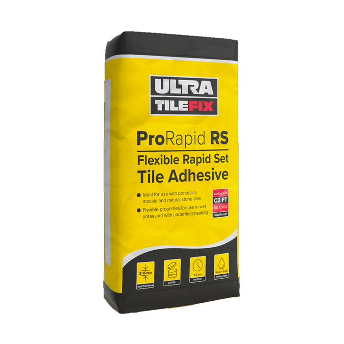 Ultra Tile Fix ProRapid RS Polymer Modified Rapid Set Flexible Adhesive C2FT Grey 20kg
